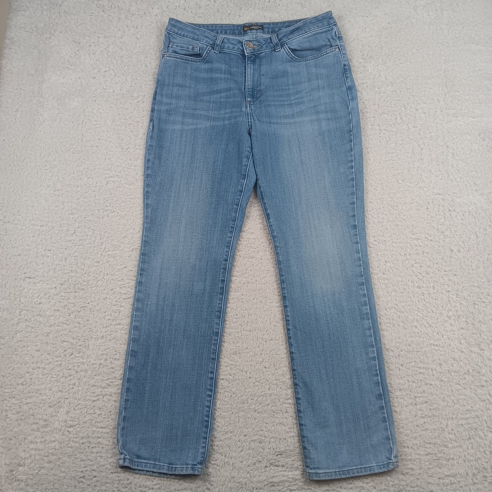 Lee Straight Leg Jean Womens 10 Medium Wash Mid Rise Regular Fit 3520632